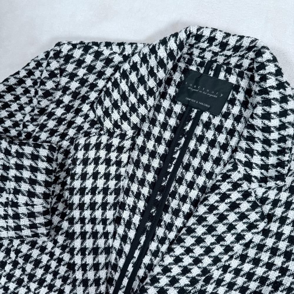 Sanctuary Black White Houndstooth Blazer Jacket XJ9206DS Crafted Tailored M
